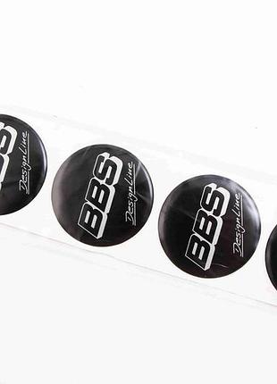 Наклейка на колпак 55мм силикон bbs design line черная "автограф" (4 шт.)