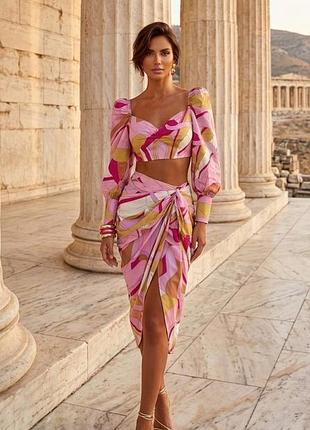 Женский комплект prettylittlething 💖 топ и юбка с драпировкой