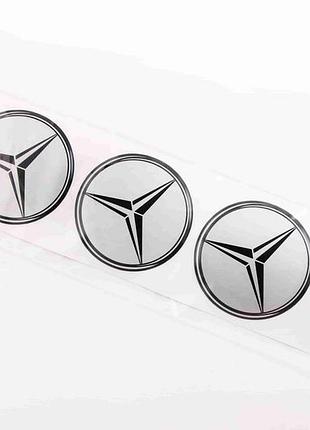 Наклейка на ковпак 70 мм силікон mercedes-benz сріблястий. "автограф" (4 шт.)