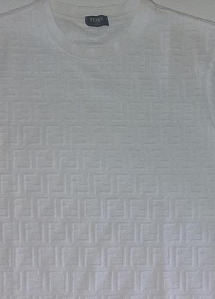 Белая футболка fendi с рельефным логотипом ff (jacquard)