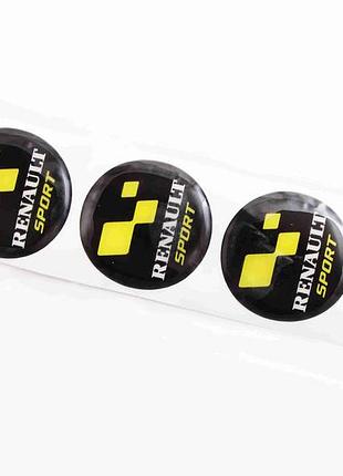 Наклейка на ковпак 55 мм силікон renault sport жовта "автограф" (4 шт.)