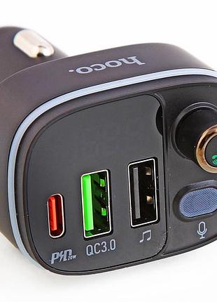 Модулятор радиоволны в прикур. bluetooth 5.0 "hoco" e62 2usb qc 20вт + type-c + вольтметр