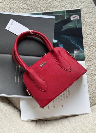 Женская сумка lacoste, сумка лакост, брендовая сумка, сумка через плечо, кросс боди красный