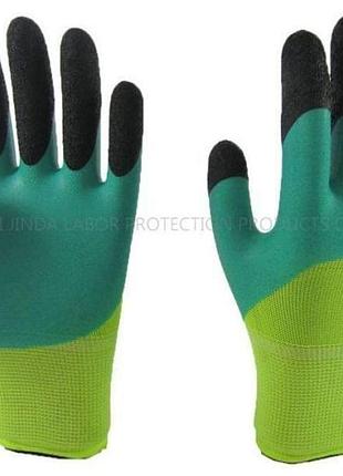 Рукавички робочі нейлонові стрейчові з пвх покриттям 300# (зелені) 12пар