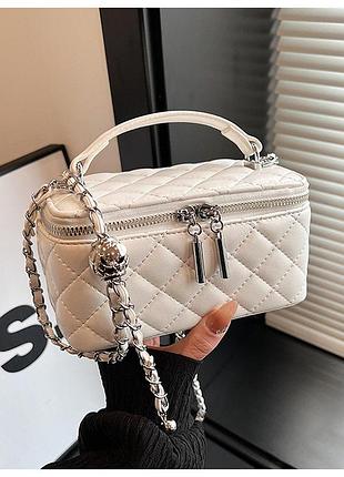 Женская сумка-косметичка 85053 vanity bag кросс-боди белая
