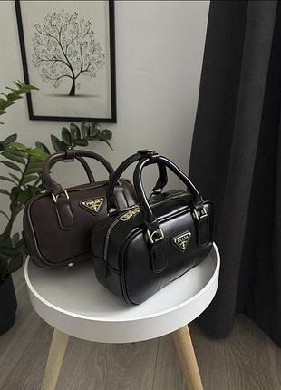 Жіноча сумка prada багет, сумка прада, брендова сумка, сумка прада-бочечка чорний