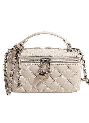 Женская сумка-косметичка 85063 vanity bag кросс-боди белая молочная
