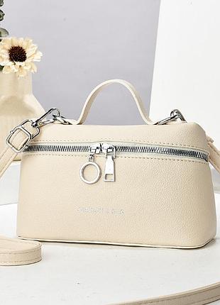 Женская сумка-косметичка вк8 vanity bag кросс-боди белая молочная