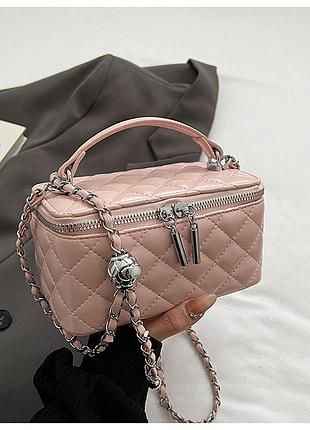 Жіноча сумка-косметичка 85053 vanity bag крос-боді рожева