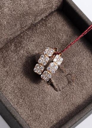 Серьги из золота с белыми камнями фианитами