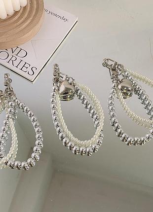 Брелок для женской сумки и телефона 30см. fashion jewelry white-gray