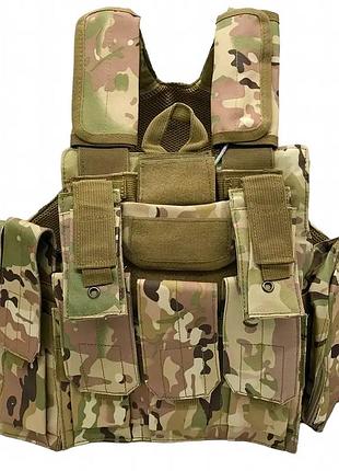Жилет тактический плитоноска a58 molle военная армейская мультикам