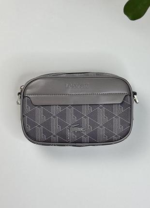 Сумка унисекс lacoste monogram кросс-боди лакост серый