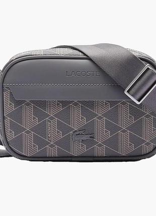 Сумка lacoste monogram сумка через плечо лакостое унисекс кросс-боди лакост серый