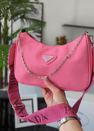 Сумка жіноча prada (прада) 2в1 молочна крос боді через плече 2 в 1