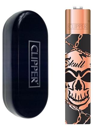 Зажигалка clipper металл skull bronze (череп бронзовый)