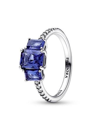 Срібне кільце пандора pandora 192389c01 срібло три синіх каменя 19