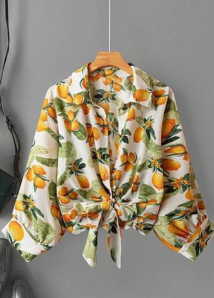 Блуза в лимонах/сорочка в лимонах/блуза з лимонами/сорочка з лимонами