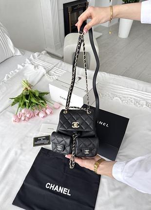 Chanel backpack black gold texture 2