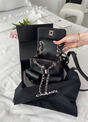 Chanel backpack black gold texture 3