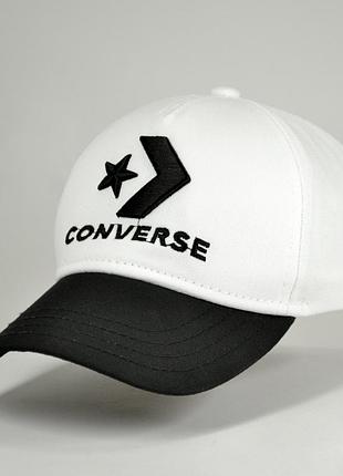 Кепка converse бейсболка чоловіча чорно біла з вишивкою 3д логотипом конверс