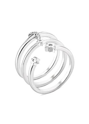 Серебряное кольцо с фианитами, размер 16,5, вес: 3.8 г