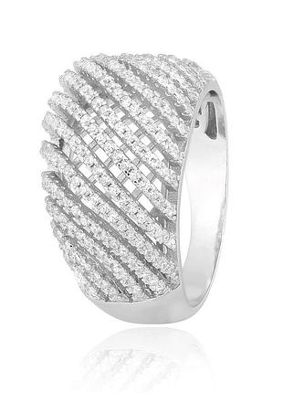 Серебряное кольцо с фианитами, размер 17,5, вес: 6.5 г