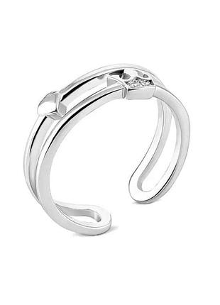 Серебряное кольцо с фианитами, размер 16,0, вес: 1.7 г