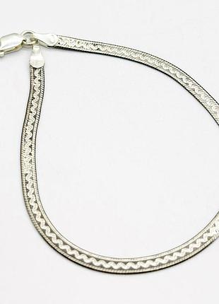Серебряный браслет, плетение плоская лента, размер 19 см x 0,3 см, вес: 3.1 г