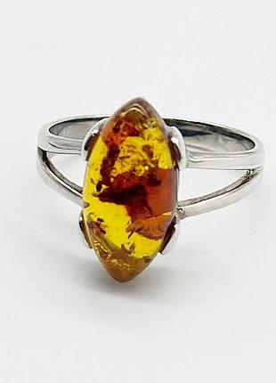Серебряное кольцо со вставкой янтарь, размер без розміру, вес: 3.3 г