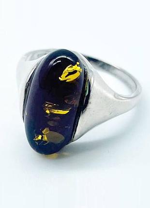 Серебряное кольцо со вставкой янтарь