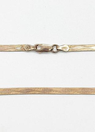 Серебряная цепочка позолоченная, плетение плоская лента, размер 50 см x 0,3 см, вес: 7.5 г