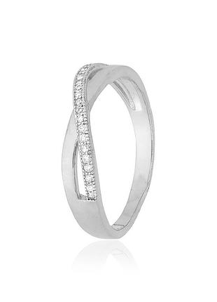 Серебряное кольцо с фианитами, размер 16,0, вес: 2.1 г
