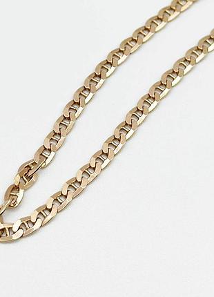 Серебряная цепочка с позолотой, плетение гуччи марина (барли) удлиненная, размер 50 см x 0,3 см, вес: 7.3 г