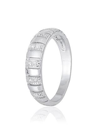 Серебряное кольцо с фианитами, размер 16,0, вес: 2.1 г