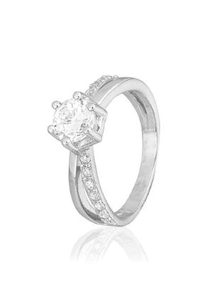 Серебряное кольцо с фианитами, размер 17,5, вес: 2.8 г