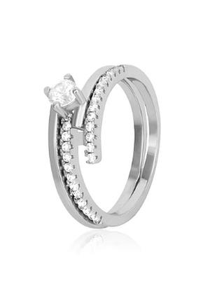 Серебряное кольцо с фианитами, размер без розміру, вес: 2.6 г 15,5