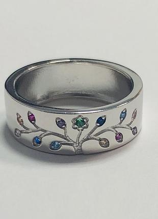 Серебряное кольцо с фианитами, размер 16,0, вес: 4.0 г