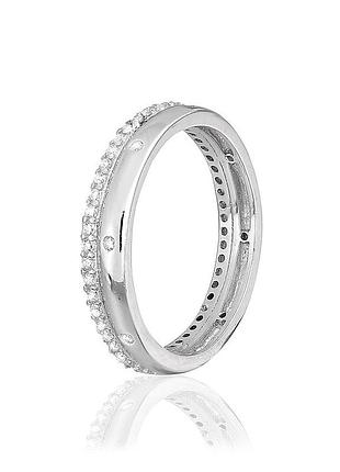 Серебряное кольцо с фианитами, размер 15,5, вес: 1.9 г