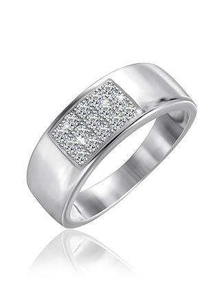 Серебряное кольцо с фианитами, размер 16,5, вес: 3.4 г