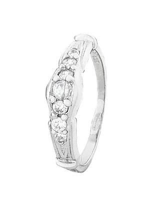 Серебряное кольцо с фианитами, размер 15,0, вес: 1.5 г