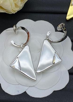 Серьги prada triangle crystal — люкс качество, латунь с позолотой
