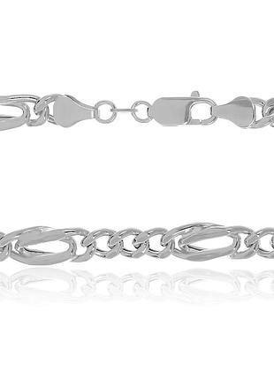 Серебряная цепочка, тигровый глаз 3+1 (830), размер 55 см x 0,6 см, вес: 15.8 г