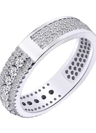 Серебряное кольцо с фианитами, размер 16,0, вес: 3.8 г