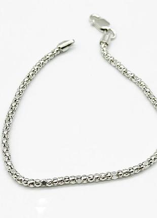 Серебряный браслет, плетение корейское (попкорн), размер 19 см x 0,2 см, вес: 2.2 г