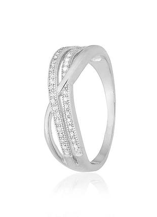 Серебряное кольцо с фианитами, размер 15,5, вес: 2.5 г