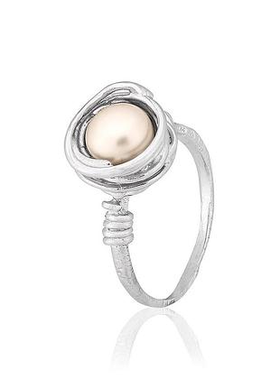 Серебряное кольцо с жемчугом, размер 16,5, вес: 3.3 г