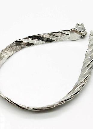 Серебряный браслет, плетение коса, размер 20 см x 0,8 см, вес: 9.6 г