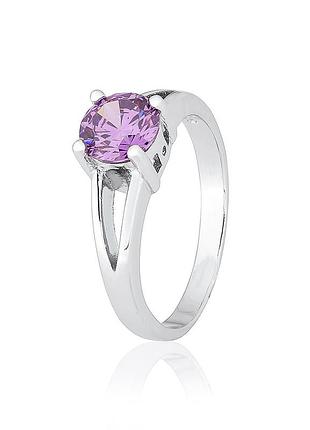 Серебряное кольцо с сиреневыми фианитами, размер 16,0, вес: 3.5 г