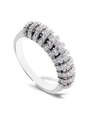 Серебряное кольцо с фианитами, размер 17,0, вес: 4.8 г